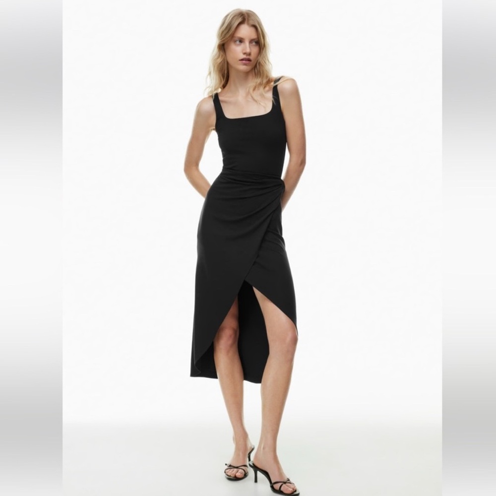 Aritzia Black Saturn Wrap Midi Dress size XS